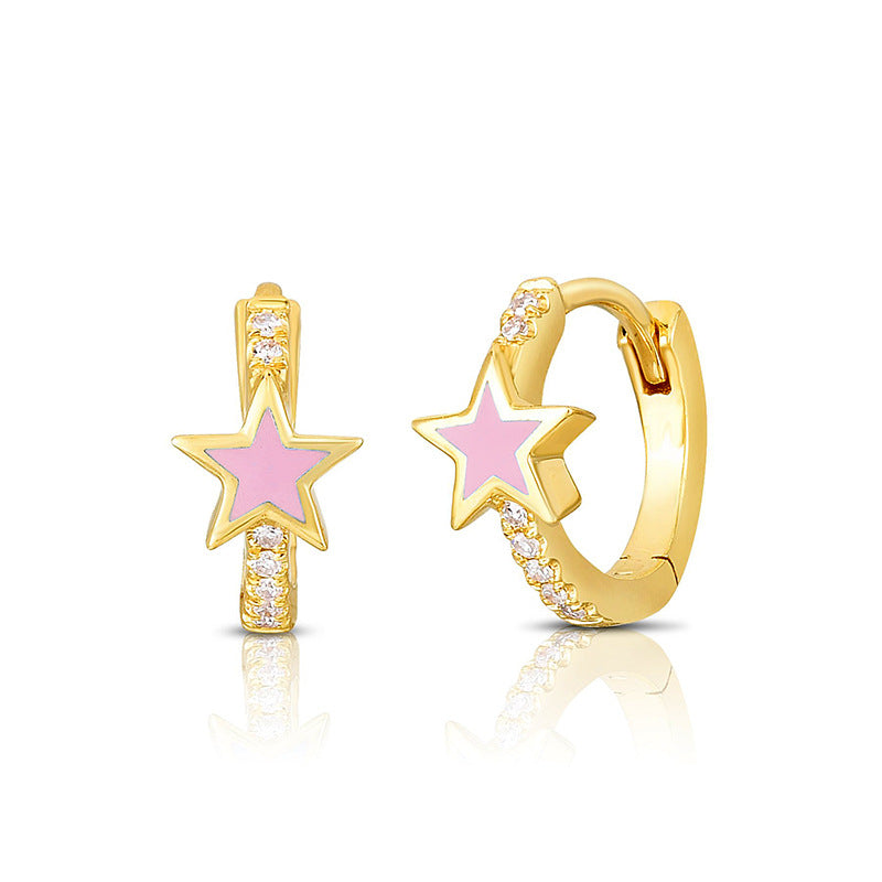 Sier Needle Fashion Simple Heart-shaped Geometric Ear French Stud Earrings