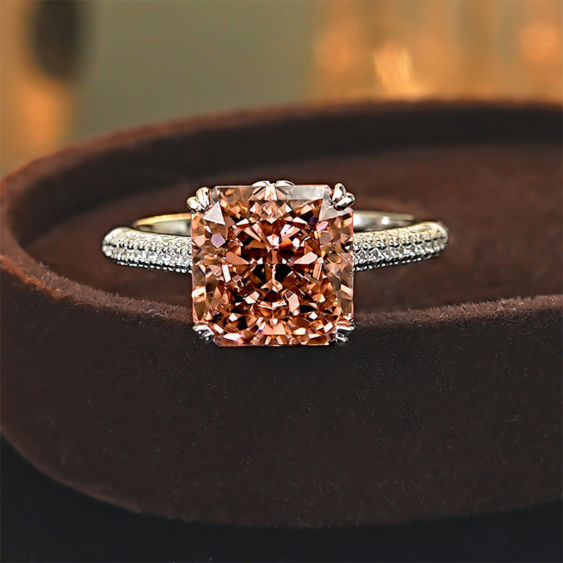 Karat Comparable To Ice Flower Cut Morgan Princess Square Ring
