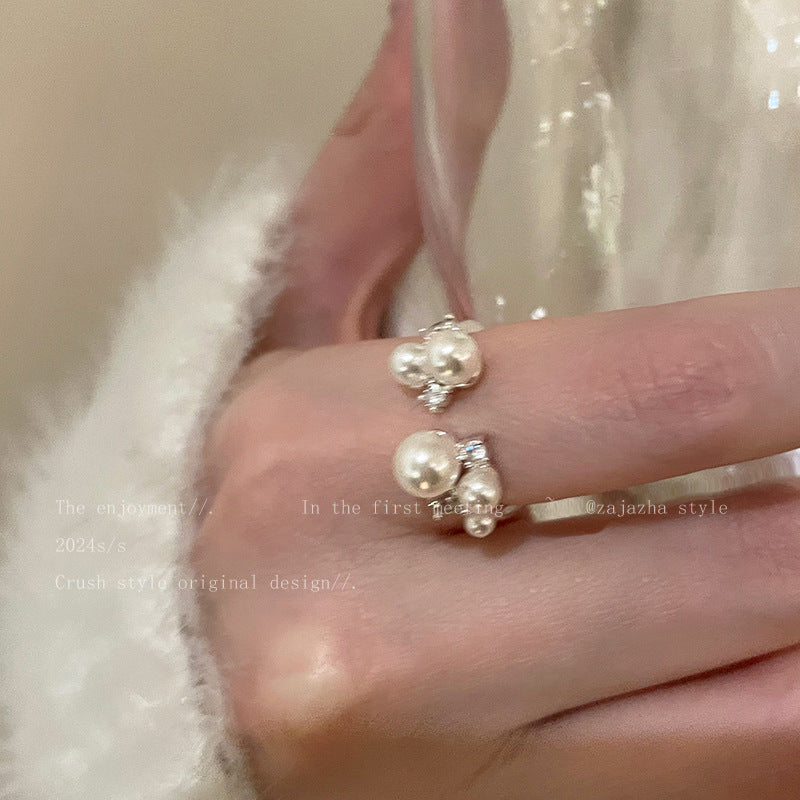 Twin Super Beautiful Open Female Light Luxury Flawless Finish Ring