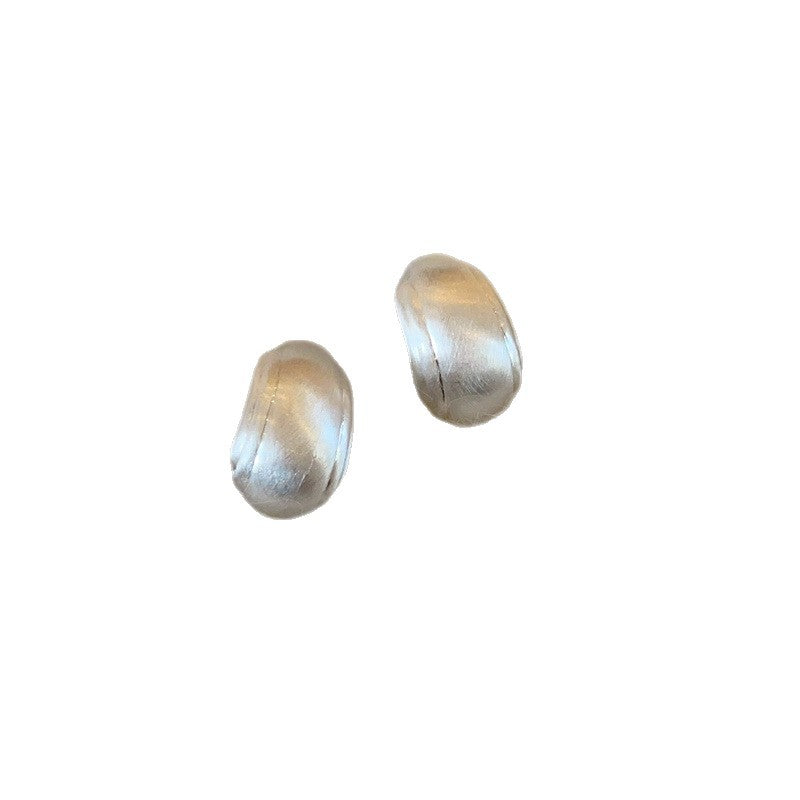Women's Minority Fashion Brushed Sier Metal Texture Quality Light Stud Earrings