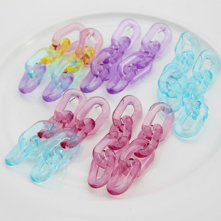 Transparent Jelly Connecting Shackle Trend Atmosphere Fashion Earrings