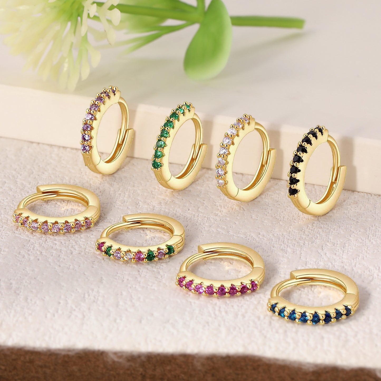 Women's Gang Drill Color Zircon Fashion Minimalism Copper Plating Earrings