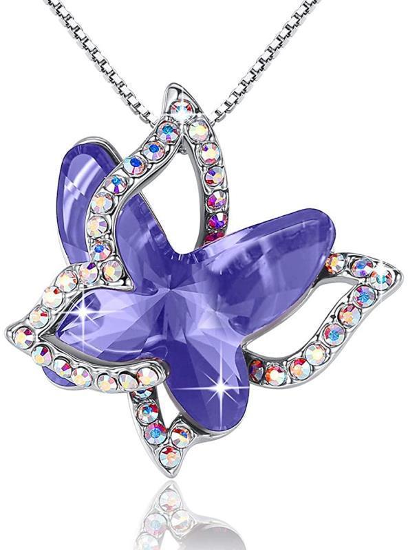 Women's Alloy Birthday Stone Crystal Animal Butterfly Necklaces