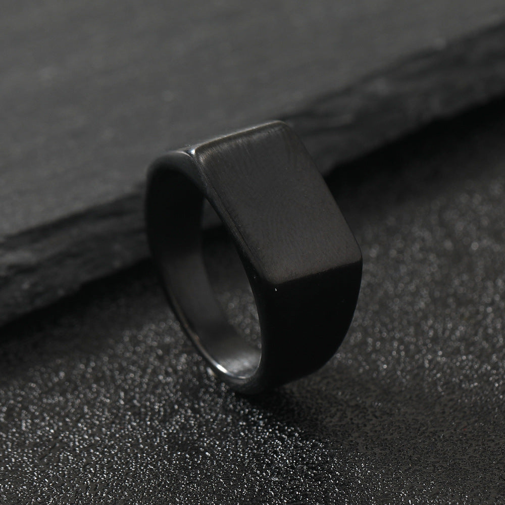 Fashion Simple Square Glossy Male Personality Rings