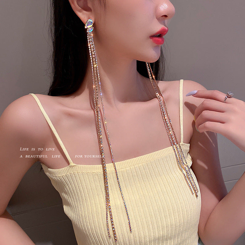 Women's Needle Light Luxury Tassel Retro Exaggerated Earrings