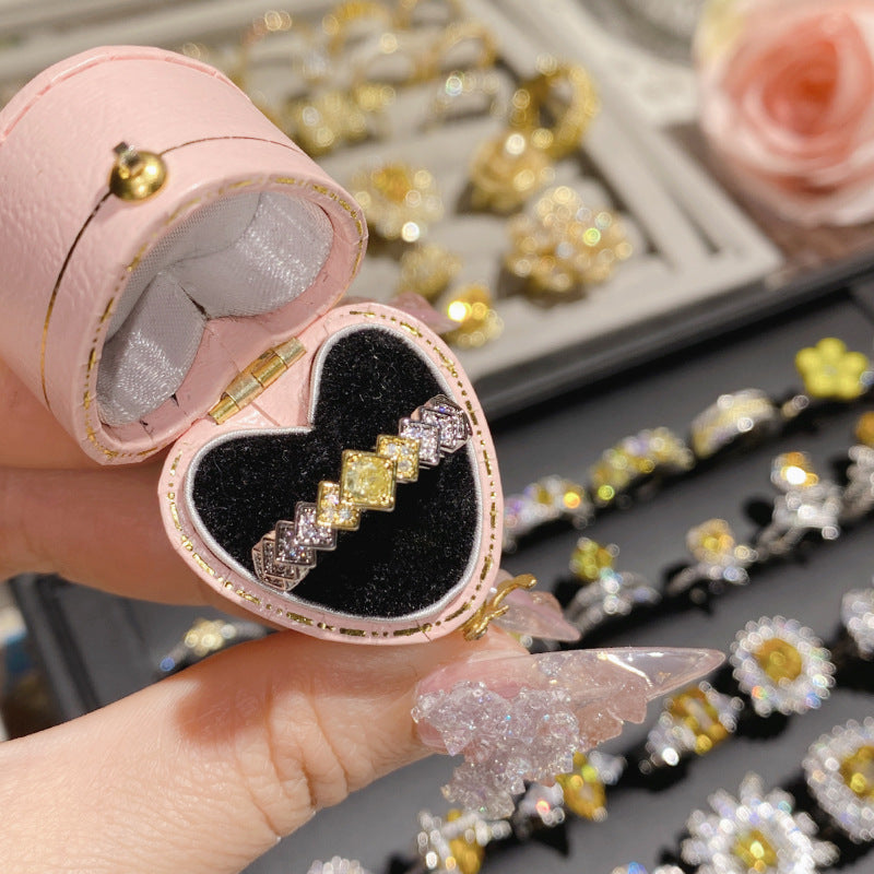 Camellia Fashion Romantic French Golden Rhinestone Gold Plated Ring