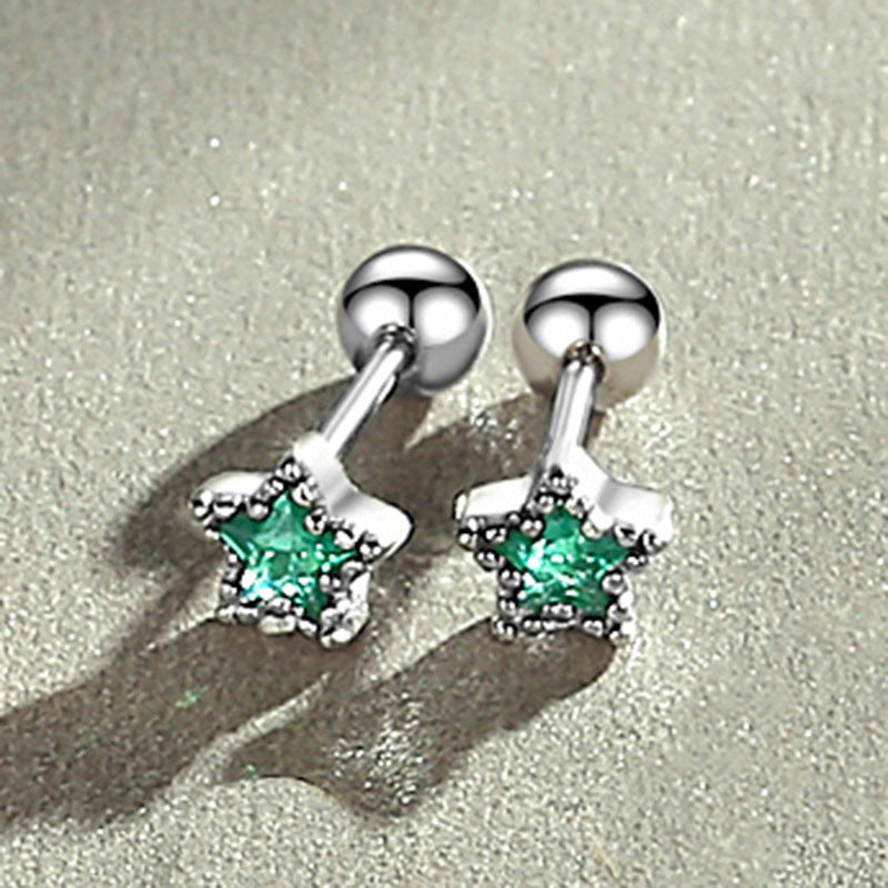 Color Five-pointed Star Screw Puncture Ear Bone Female Sleeping Earrings