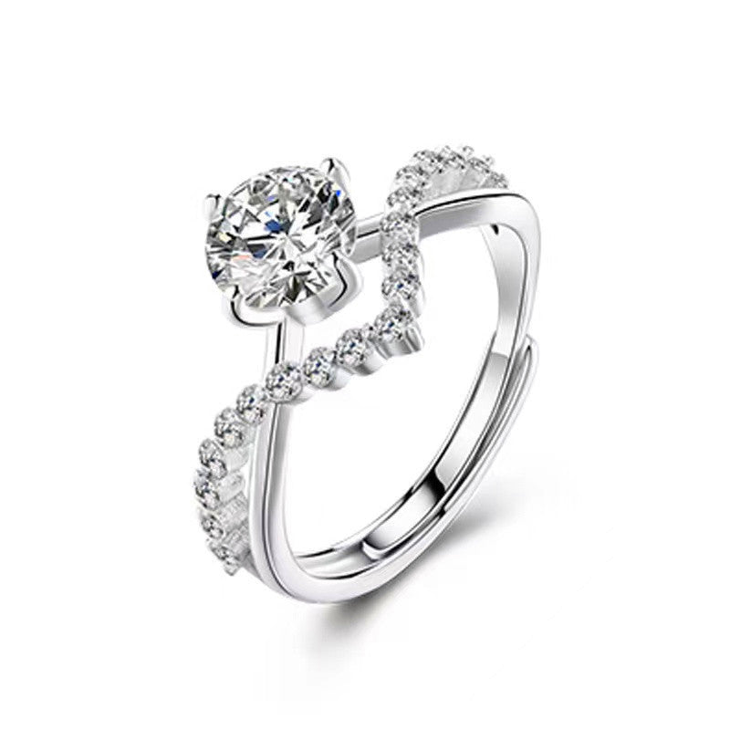 Moissanite Six Claw Karat Eight Hearts Arrows Rings