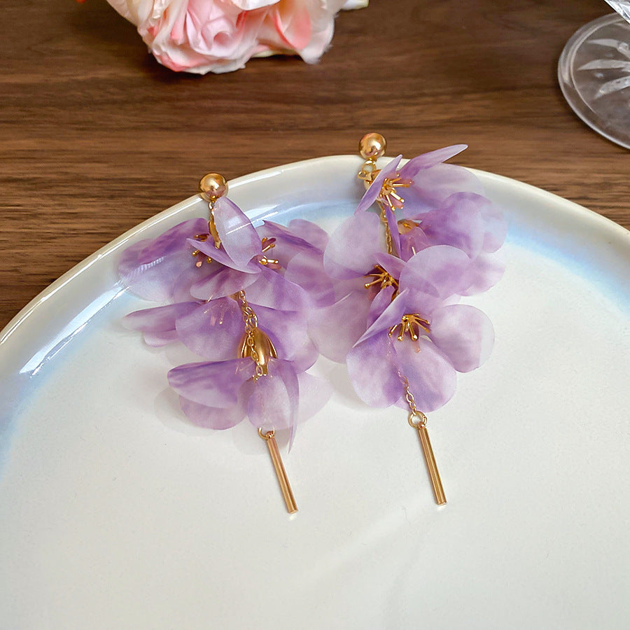 Needle Butterfly Enamel Vintage Court Style Delicate Light Luxury Earrings