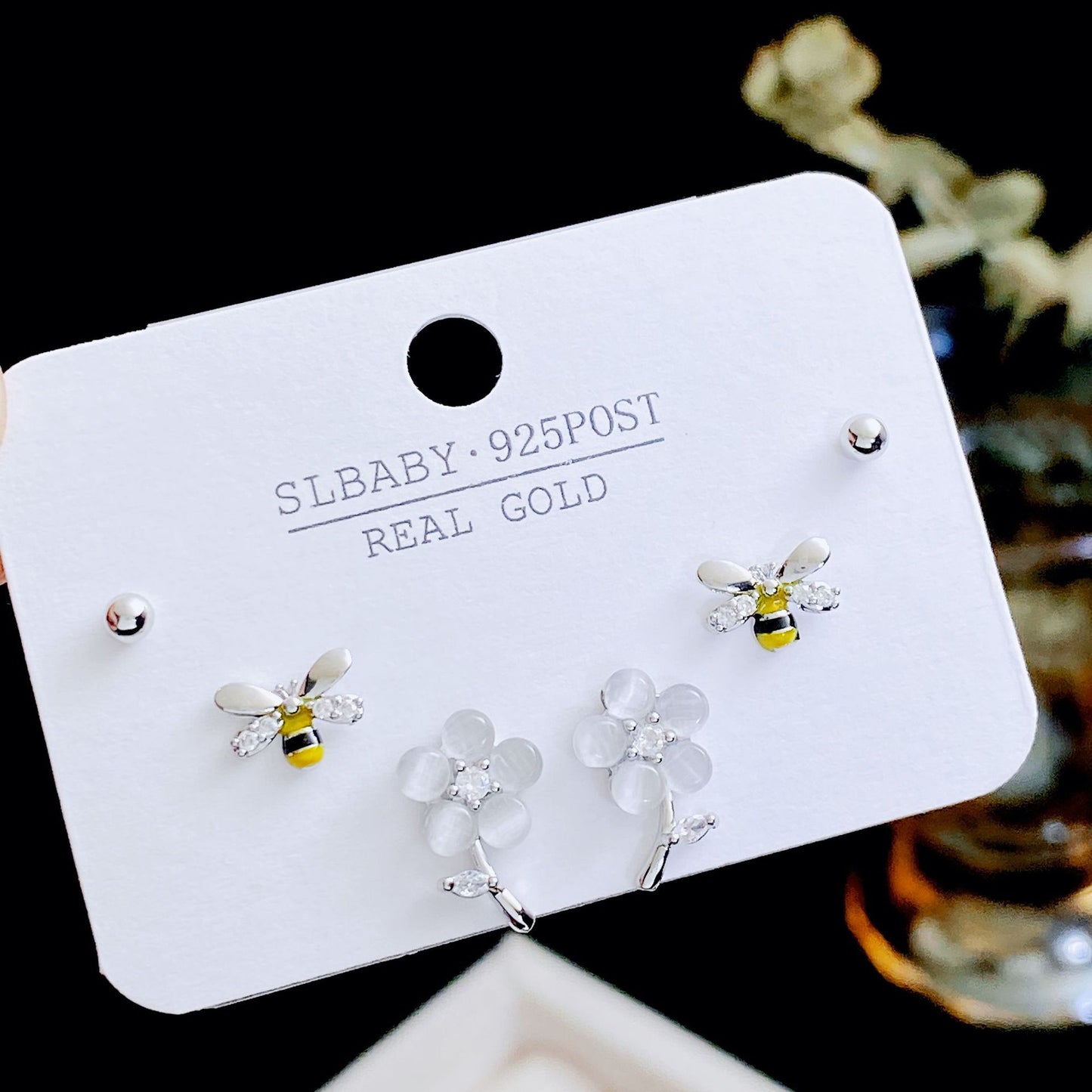 Women's Needle Simple Series Three Pairs Storage Ear Rings