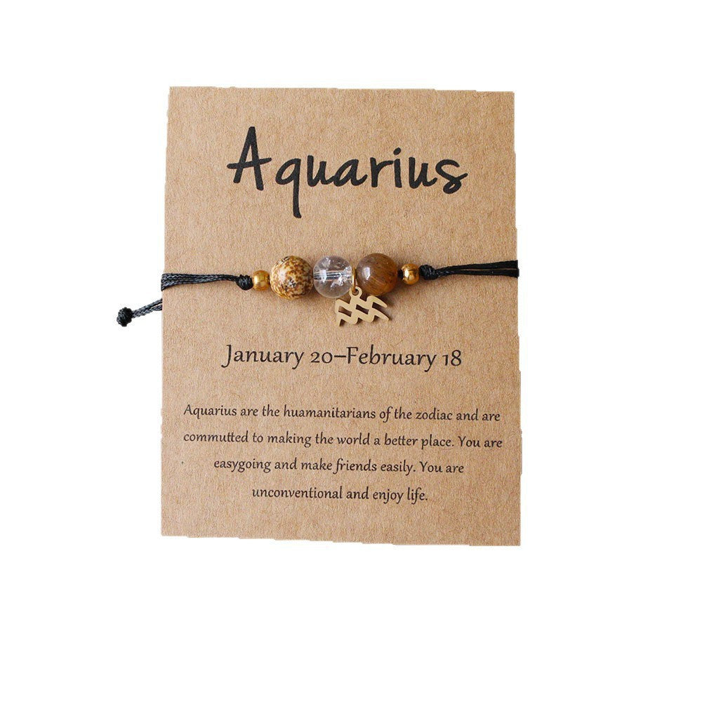 Planets Twee Constellations Natural Stone Blue Black Bracelet