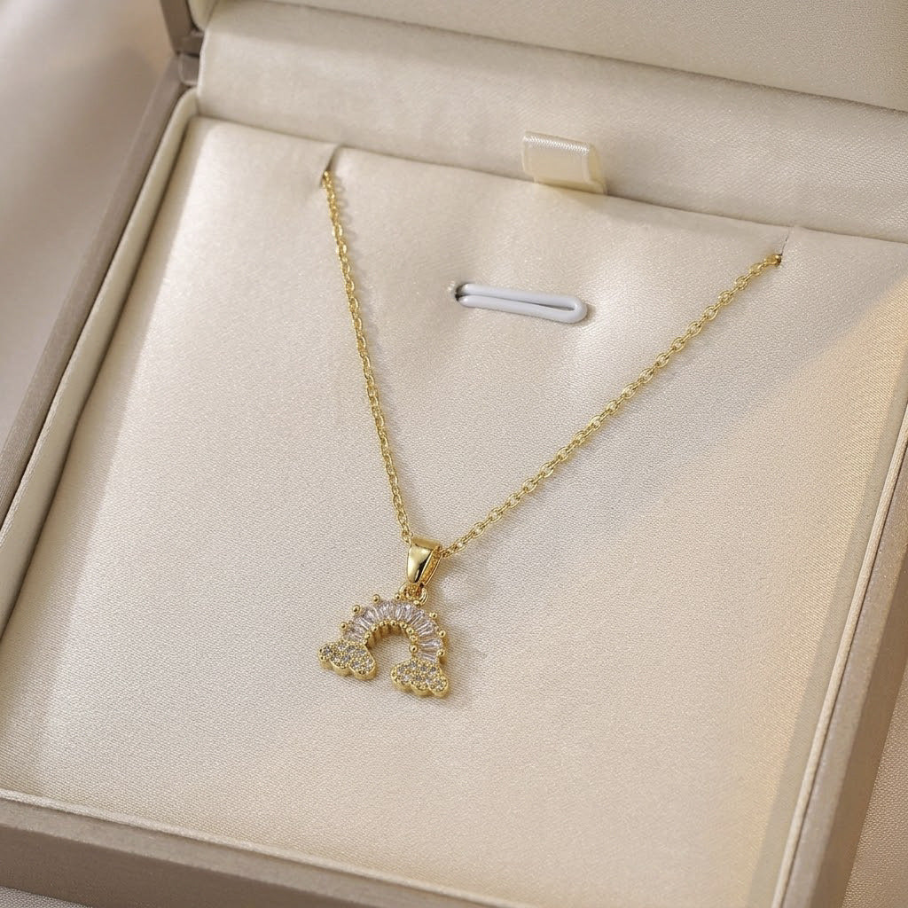 Women's Elegant Rainbow Fashion Star Moon Clavicle Necklaces