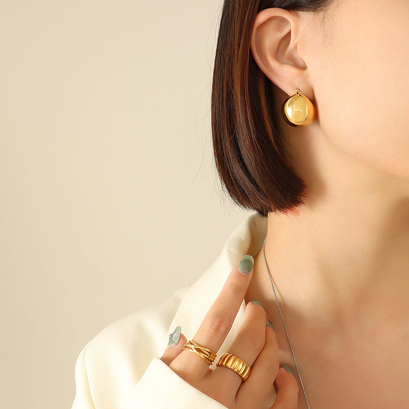 Women's Flash Plain Design Elegant Geometric Clip Titanium Steel Gold Plated Rings
