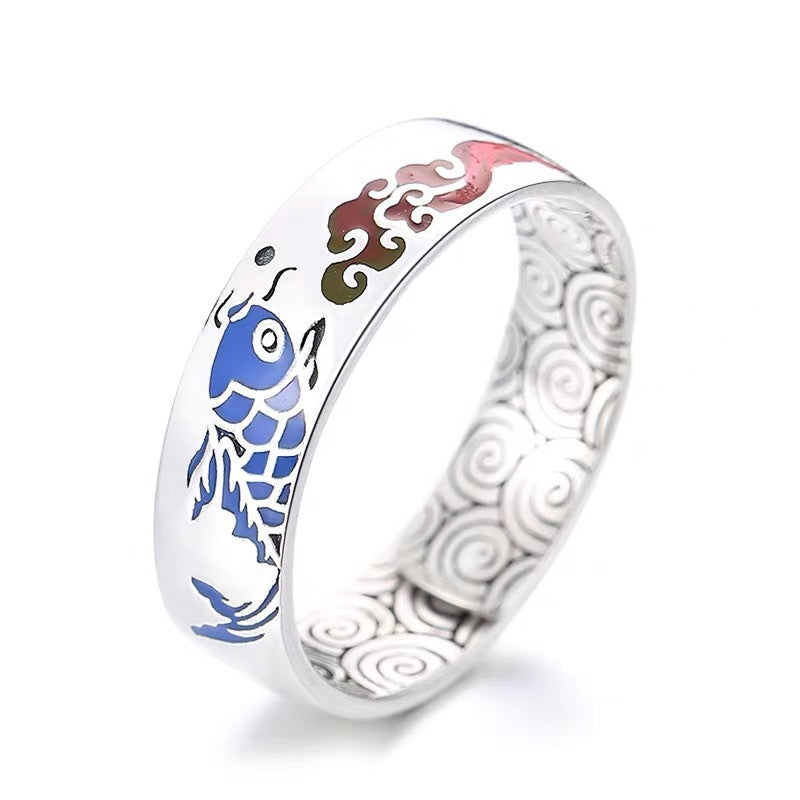 Women's Blossom Koi Retro Ethnic Style Exquisite Carved Rings