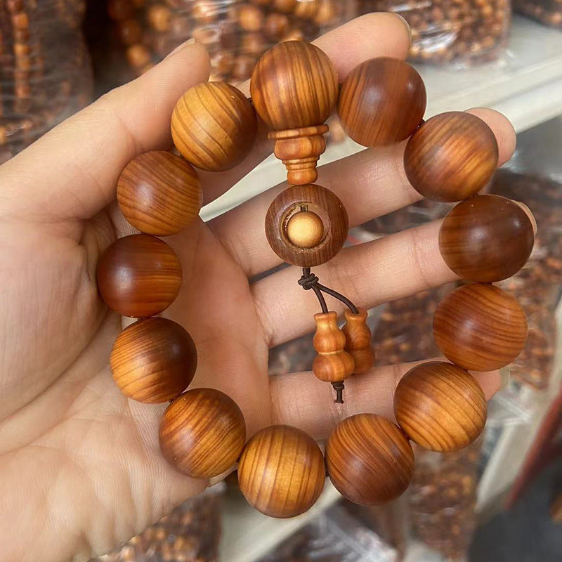 Black Oil High Density Wooden Prayer Beads Gentiana Pattern Bracelet