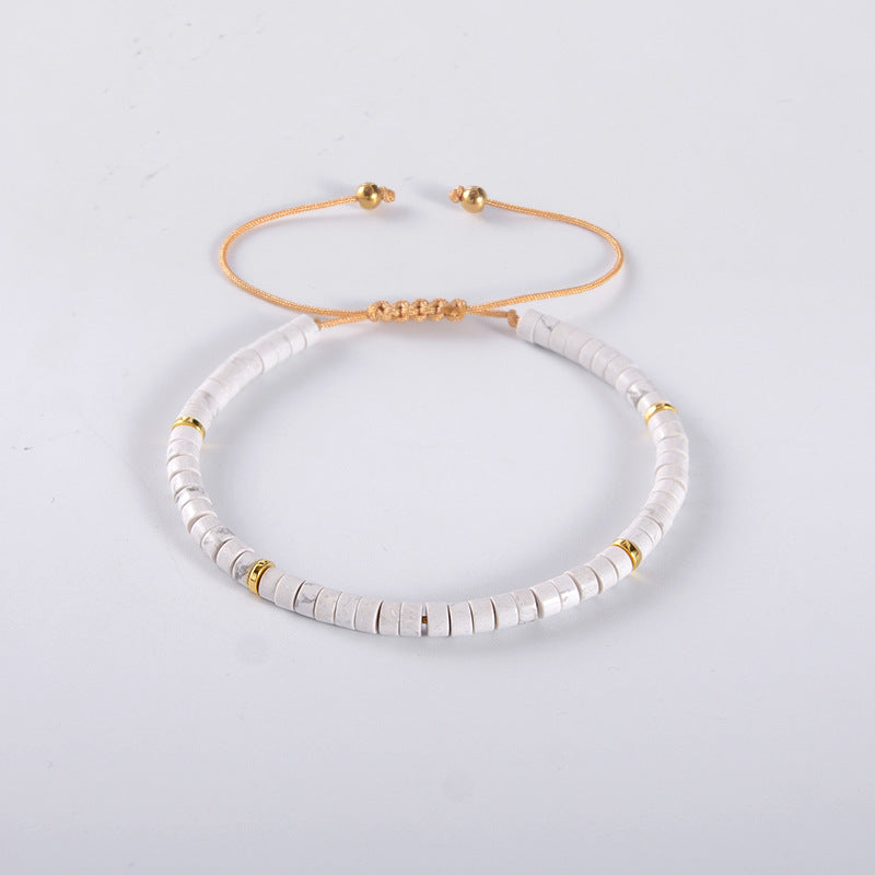 Natural Stone Spacer Beads Beaded Weave Boho Bracelet
