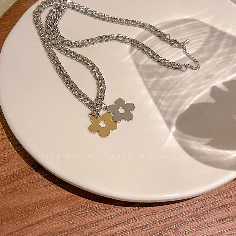 Flower Female Hip Hop Sweet Cool Light Luxury Minority Design Necklaces