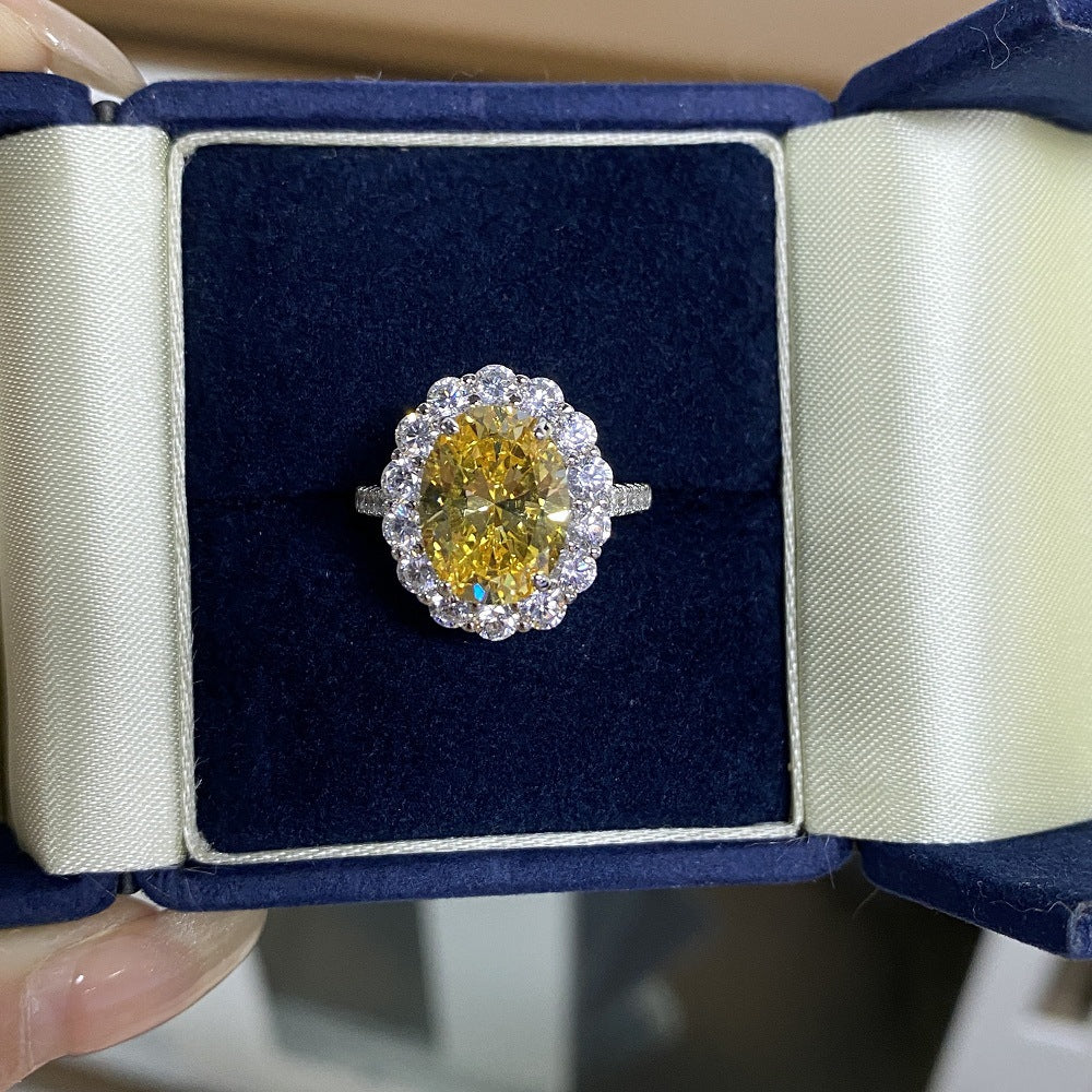 Sterling Sier Diamond Inlaid Zircon Colored Rings