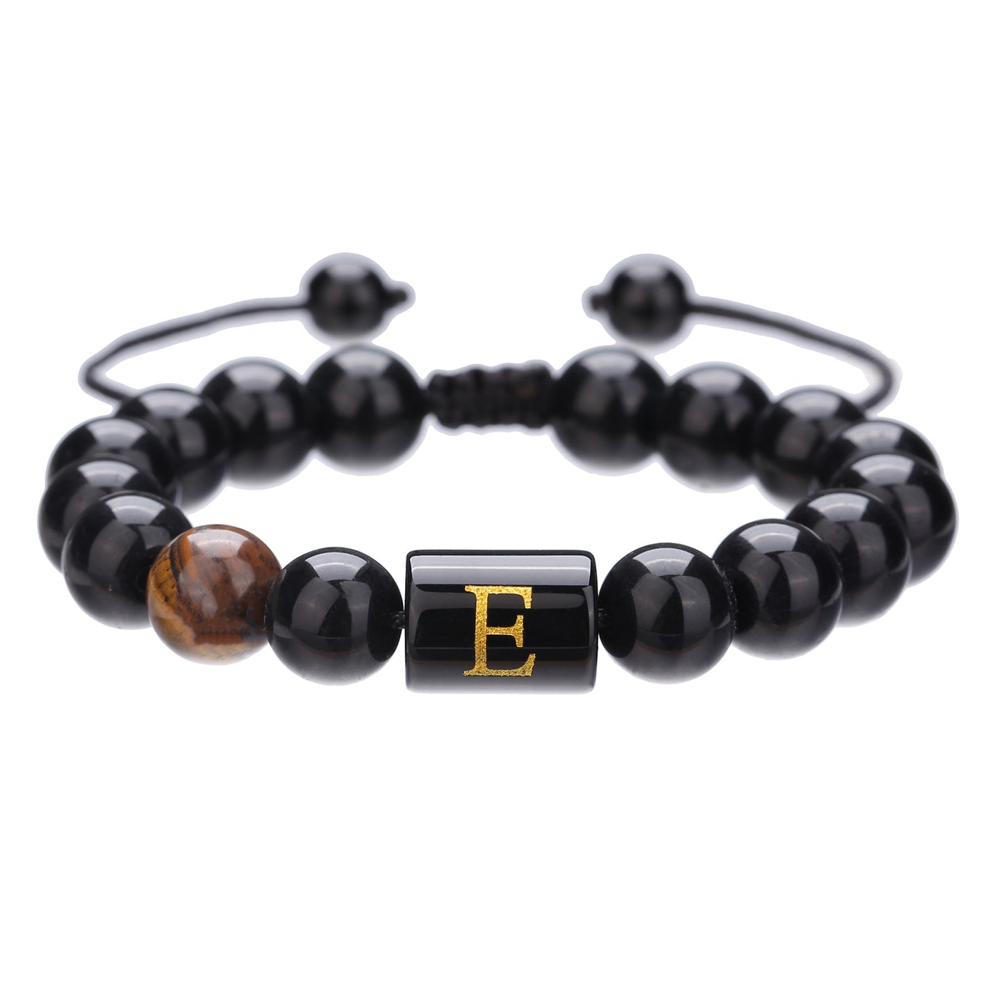 Live Streaming Black Agate Beads Male Letter Bracelets