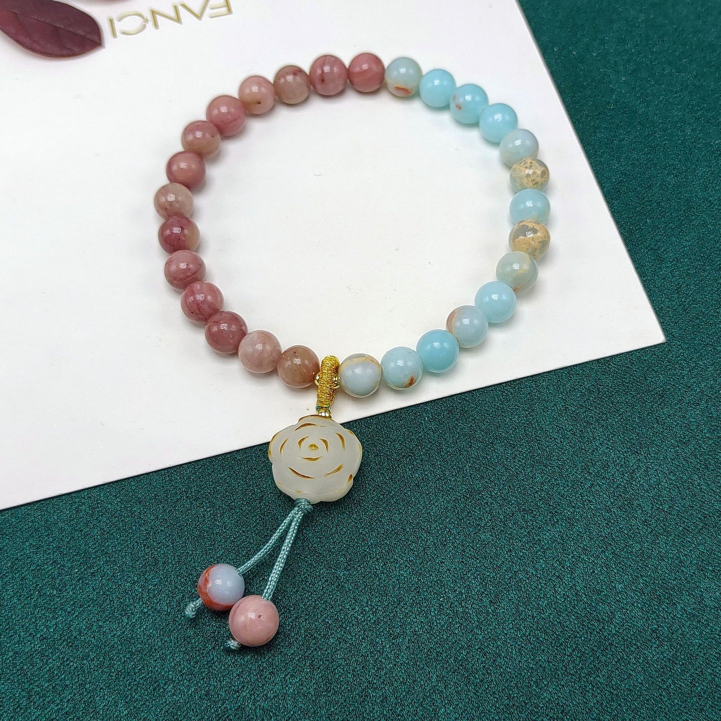 Circle Natural Stone Red Match Pink Bracelet
