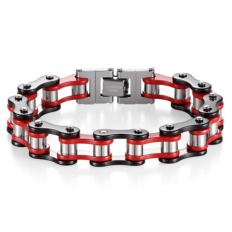 Men's Steel Handmade Motorcycle Punk Bicycle Couple Bracelets