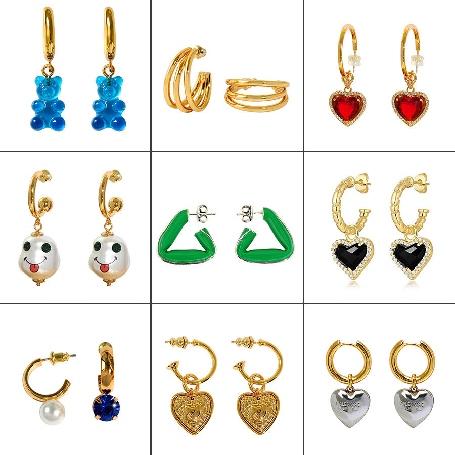 Women's French Simple Vintage Gold-plated Pearl Heart-shaped Rings
