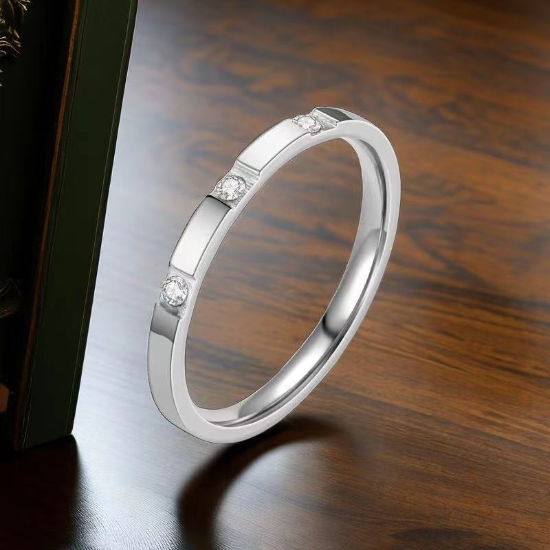 Steel Female Simple Design Niche High-grade Electroplated Rings