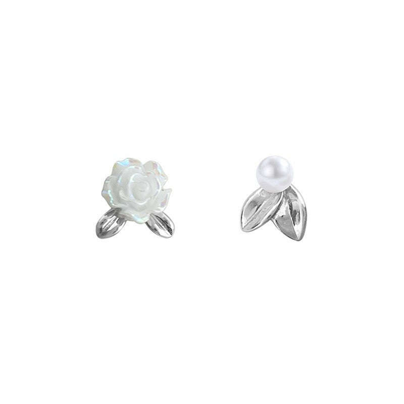 Transparent Colorful Rose Simple Niche Commuter Style Temperamental Lady Gentle Stud Earrings