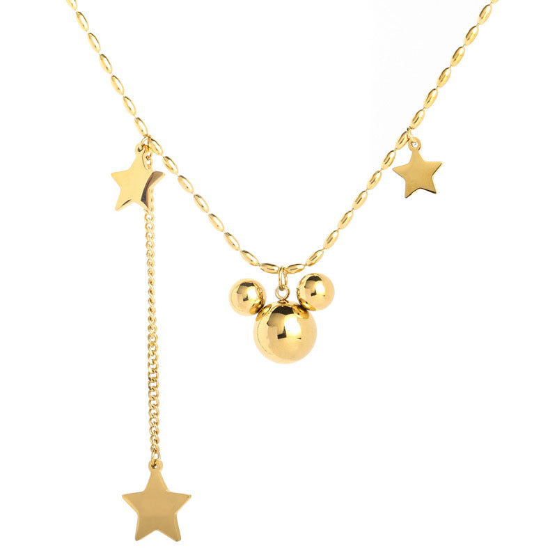 Cold Style Steel Ball Cartoon Five-pointed Star Titanium Necklaces