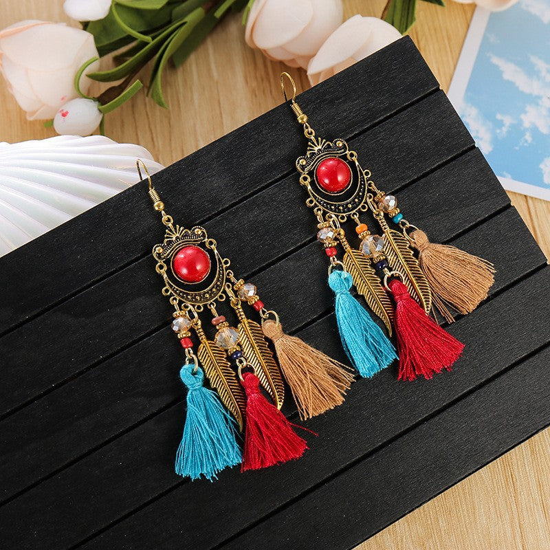 Fringe Spring Holiday Ethnic Colorful Yunnan Earrings