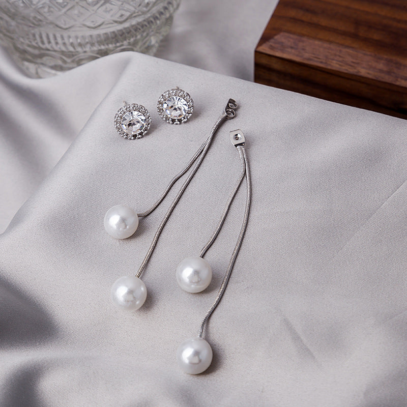 Diamond Butterfly Flower Pearl Graceful Fashionable Long Earrings