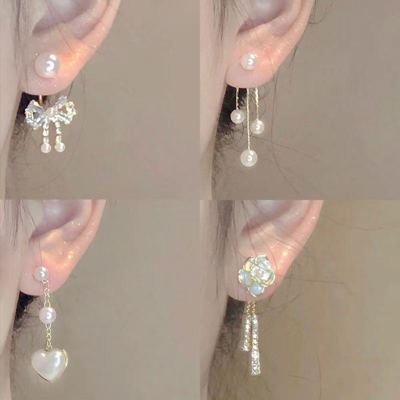 Love Heart Tassel Ear High Class Elegant Eardrops Stud Earrings