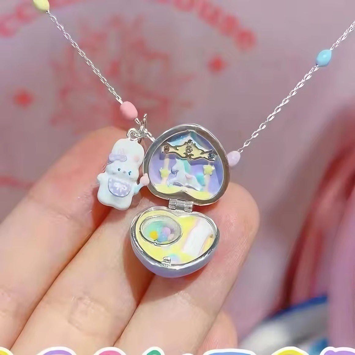 Cute Rabbit Love Heart Closure Girly Sweet Clavicle Chain Necklaces