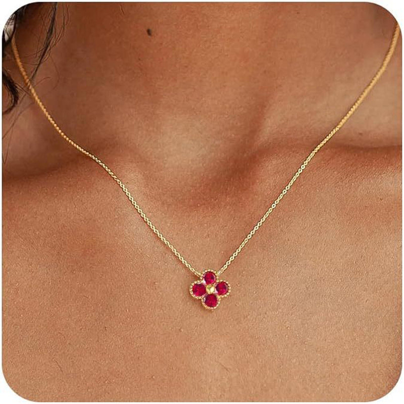 Women's Colors Four-leaf Clover Affordable Luxury Fashion Temperament Design High-grade Pendants