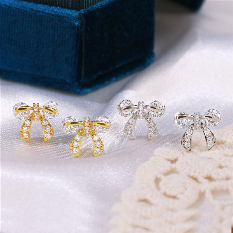 Women's Plaid Copper Inlaid Zircon Electroplated Creative Style Earrings