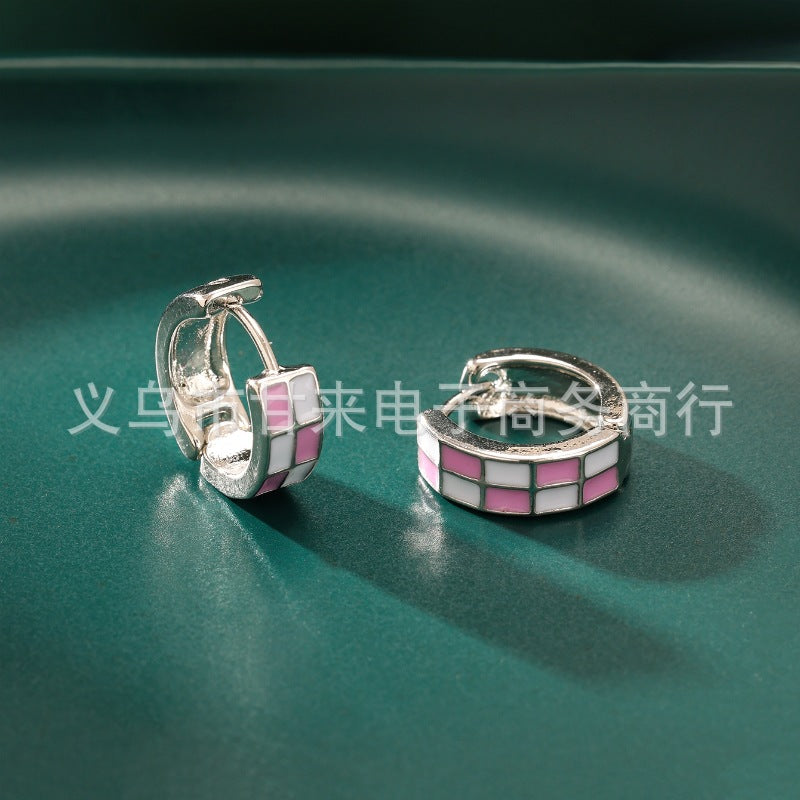 Women's Ear Clip Niche Design Mosaic Black Earrings