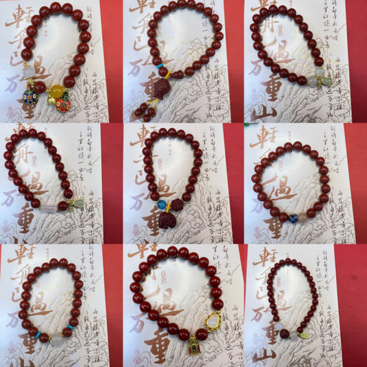 Gold Sand Lotus Sunstone Gourd Lucky Fortune Bag Chinese Knot Bracelets