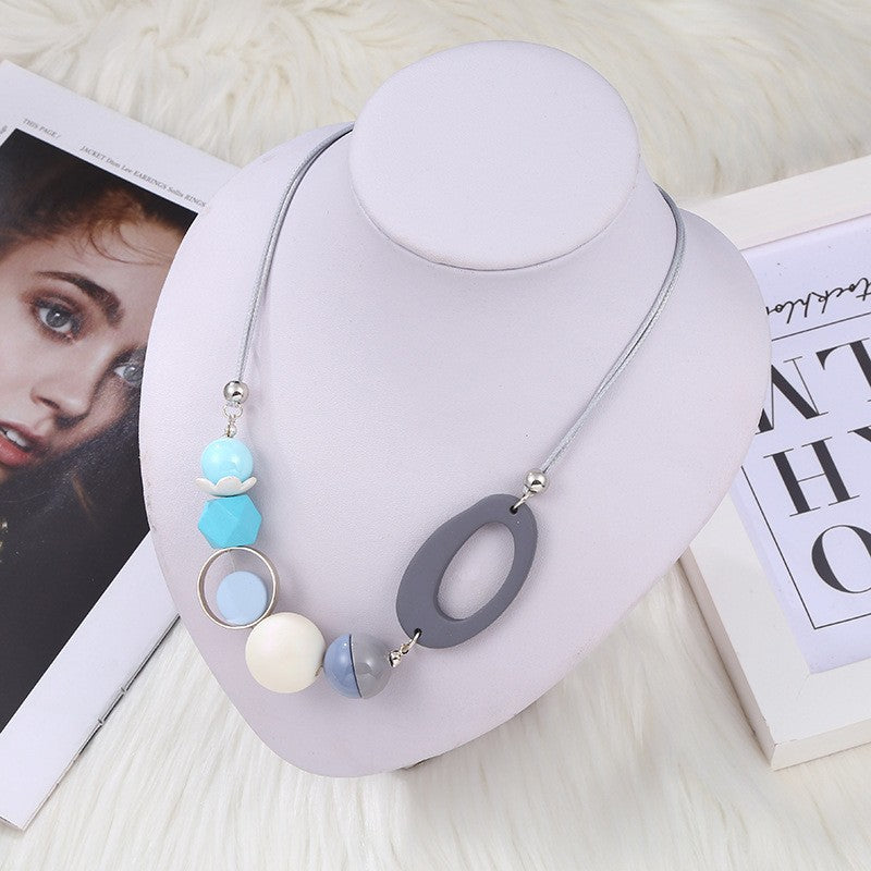 Women's Geometric Beaded Light Luxury Fashion Simple Clavicle Necklaces