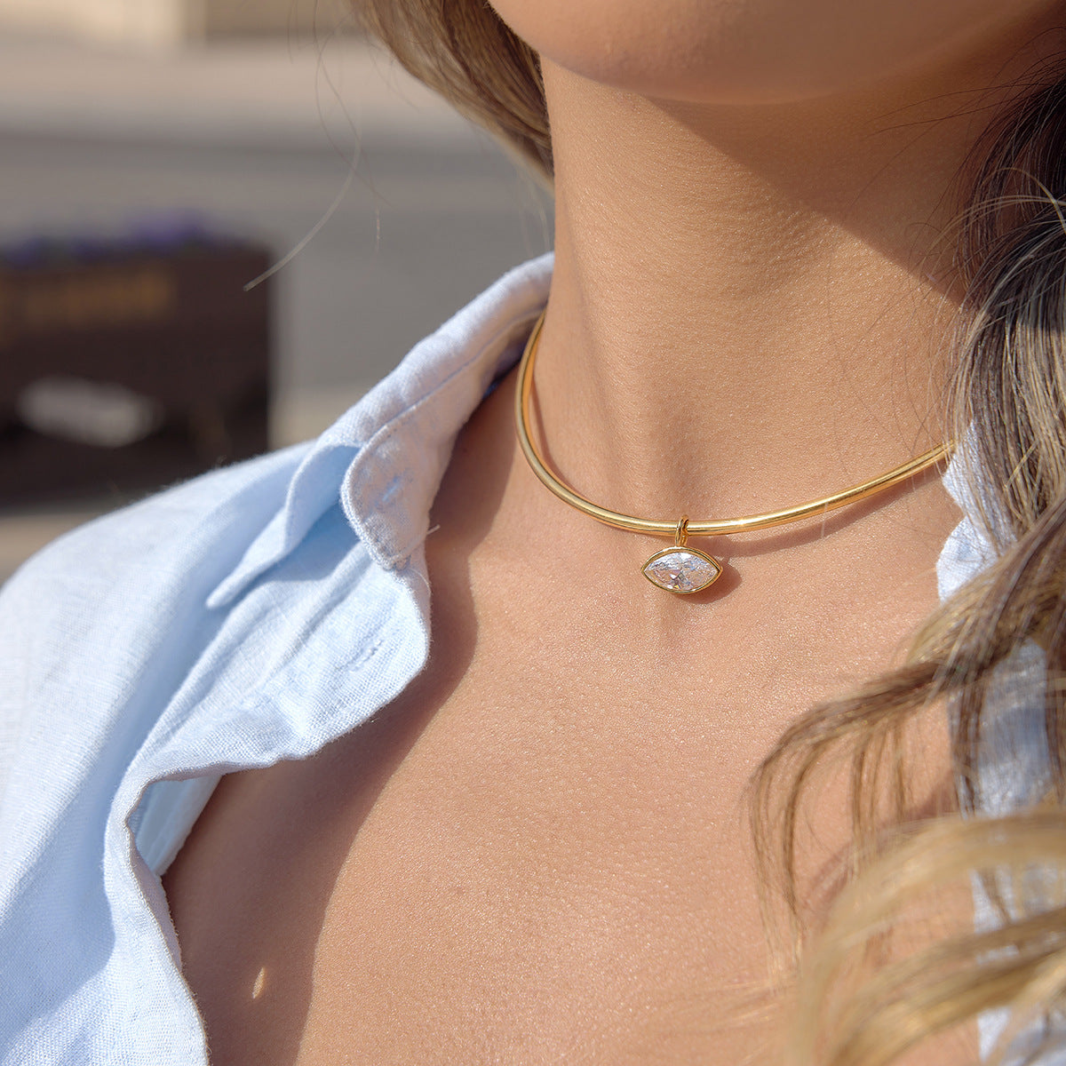Ding Zircon Stainless Steel Collar Female High-grade Titanium Light Luxury Necklace