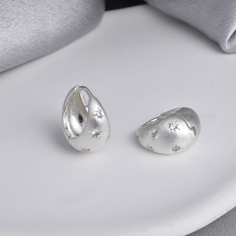 Retro Style Temperament Eight Awn Star Clip Niche High-grade Earrings