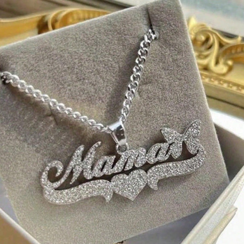 Love Butterfly Clavicle Chain English Frosted Necklaces