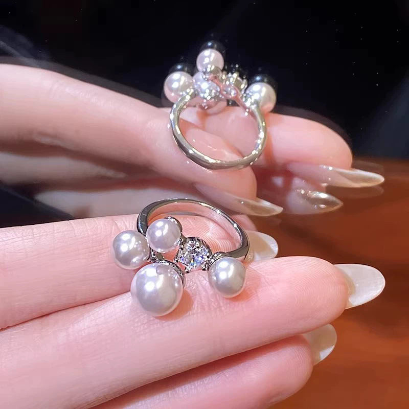 Pearl Zircon Butterfly Female Niche High-grade Light Luxury Couple Temperament Ring