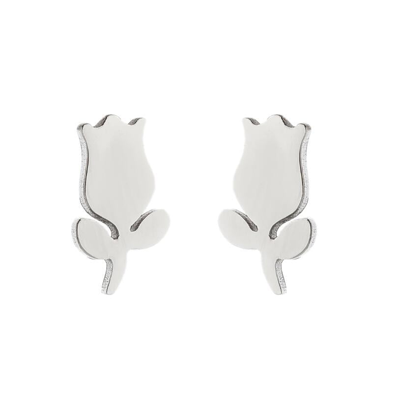Lotus Ear Bone Hollow Origami Stainless Stud Earrings