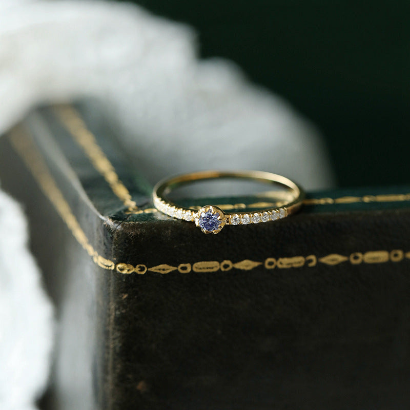 Phantom Blue Row Diamond Ladies Niche Design Fashion Ring