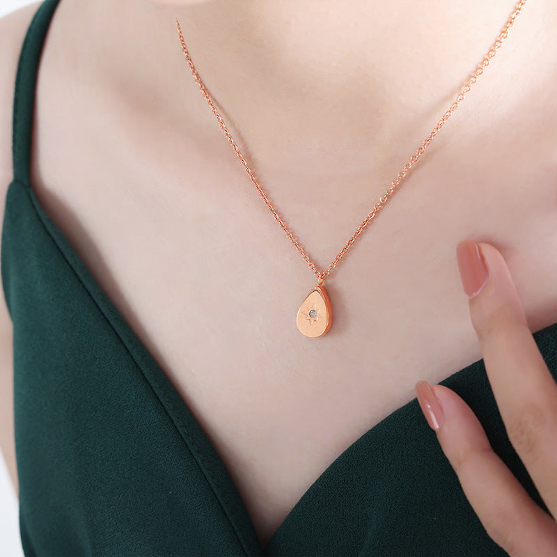 Geometric Square Inlaid Zircon Clavicle Chain Plated Necklaces