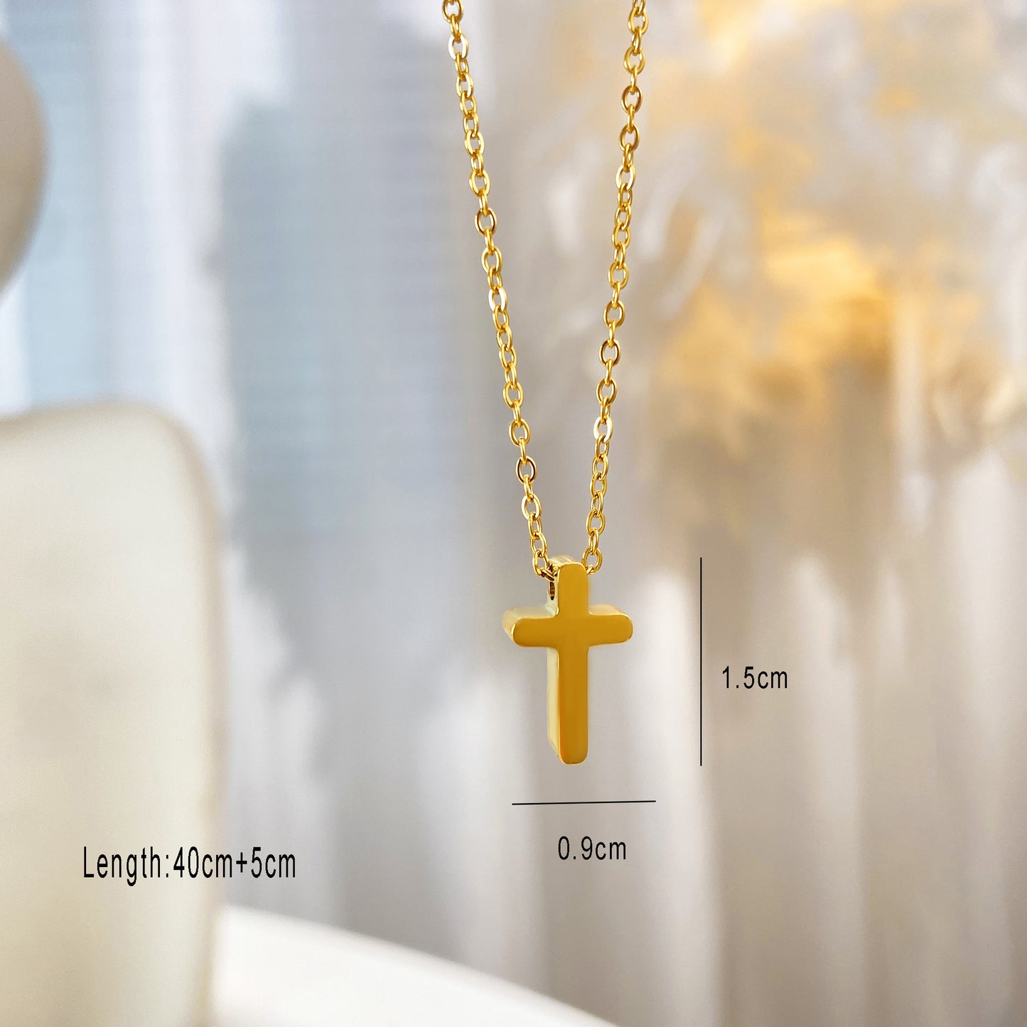 Gold Plating Buckle Small Flower Cruciate Titanium Necklaces