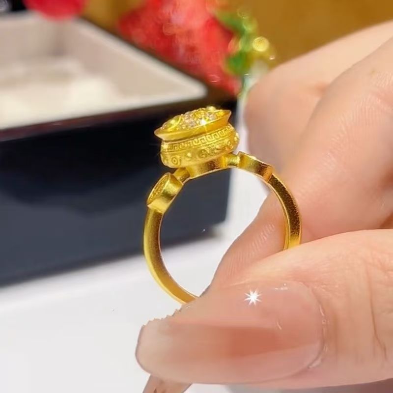 Cornucopia Shape Rotatable Opening Adjustable Special Interest Light Luxury Personalized Ring