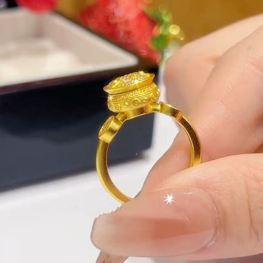 Cornucopia Shape Rotatable Opening Adjustable Special Interest Light Luxury Personalized Ring