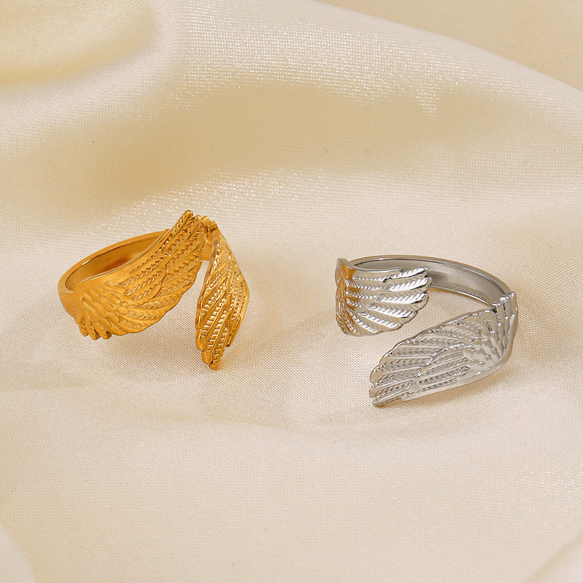 Steel Popular Feather Open Female Personalized Hip Hop Real Rings