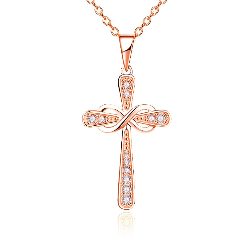 Women's Infinite Love Diamond Cross For Clavicle Necklace